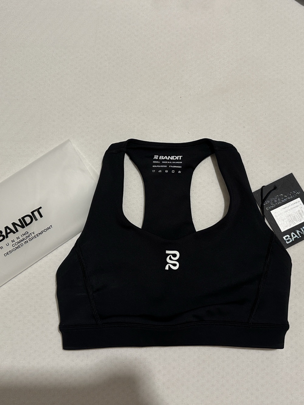 Bandit Running Stamina Scoop Neck Run Bra in Black size XS